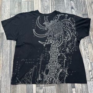 🔥🔥 XZAVIER Notorious Y2K “All Over Print” Black Graphic T-Shirt Men Size 2XL